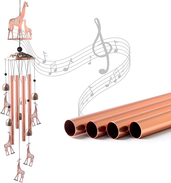 Giraffe Copper Wind chimesoutdoor, Gifts for All Father Husband Stepdad mom Grandma Aunt Daughte Friend dad, Mother Birthday Gift, Women Gardening Gifts,Windchime Outside, Perfect for Patio, Garden