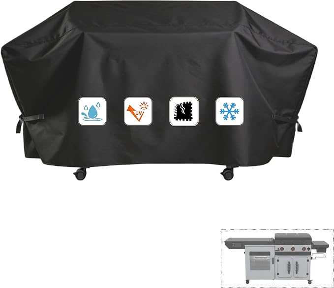Grill Cover for Blackstone Bronco 28" XL Smoker Combo, Culinary 22" XL Griddle Pellet Grill Combo - Heavy Duty Waterproof Grill Cover for Blackstone 2415/2022 Grill Accessories