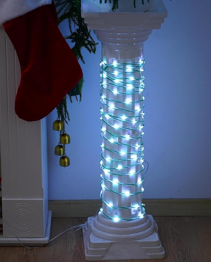 YEGUO Solar Christmas Candy Cane Rope Lights, 2 Pack Each 33ft 100 LED Green & White Solar Rope Light Outdoor Waterproof Decorations String Tube Lights