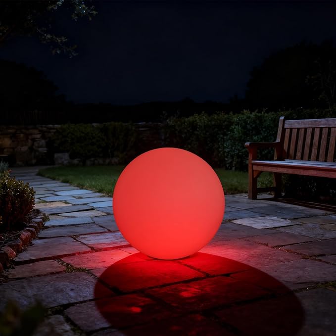 16-inch LED Light Ball, Round LED Night Light with Remote, Rechargeable Globe Lights with 4 Modes & 16 RGB Color Changing, Waterproof Glowing Globe Light for Party Decor