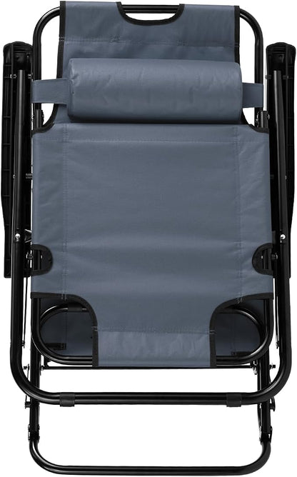 Outdoor Folding Chaise Lounge Chair, Patio Sun Lounger Reclining Beach Chair Sun Patio Pool Lawn Recliner Chair (Gray)