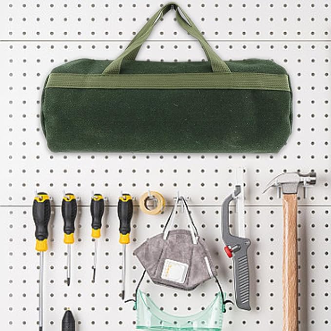 Tool Bag, Multi-Purpose Canvas Grill Tools Organizer, Heavy Duty Storage Handbag Tote Bag with Sturdy Bottom, Wide Mouth Tool Bags for Electricians, Carpenter(COLOR:Round, 45 x 20cm)