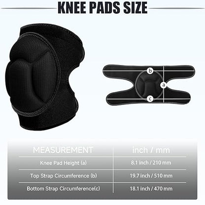 Knee Pads, Thick Sponge Anti-slip, Collision Avoidance Knee Pads, for Running, Mountaineering, House Working,Gardening Maintain (Black, Large)