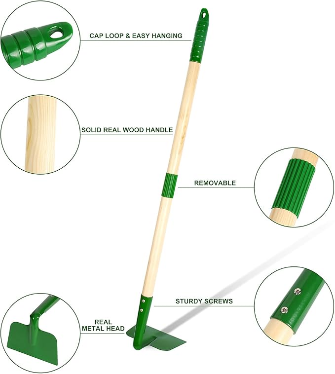 Duckura Kids Gardening Tools Set - 10pcs Wheelbarrow Set for Kids with Shovel, Rake, Leaf Rake, Summer Outdoor Yard Digging Weed Toys, Easter Birthday Gifts for Boys Girls Age 2 3+ Years(Green)