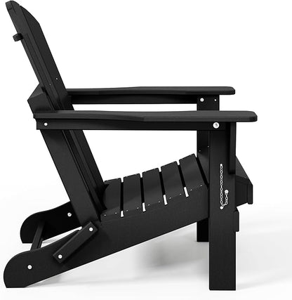 WestinTrends Malibu Malibu Outdoor Folding Poly Adirondack Chair (Set of 8), Black