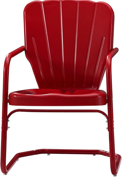 Crosley Furniture Ridgeland 2-Piece Outdoor Chair Set, Retro Metal Patio Chairs for Dining, Porch, Deck, Red
