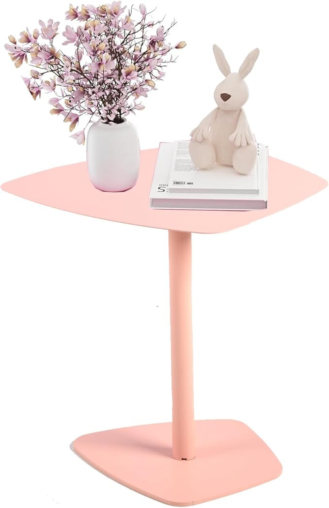C Table End Table,Tray Metal Sofa Side Table, Accent Coffee Table, Waterproof and Anti-Rust Outdoor&Indoor Snack Table (Model B, Pink)