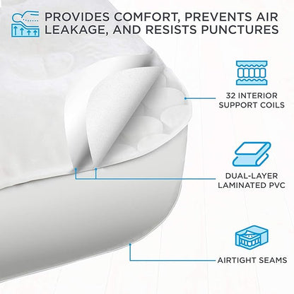 Ivation EZ®-Bed (Twin) Inflatable Air Mattress with Frame & Rolling Case, Built-in Deflate Defender™ Dual Pump Technology - 3 Min Self Inflate/Deflae Raised Blow up Bed on Legs, Premium Coil Design