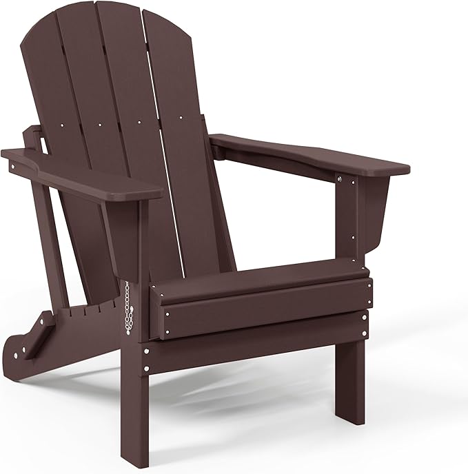 WestinTrends Malibu Malibu Outdoor Folding Poly Adirondack Chair (Set of 8), Dark Brown