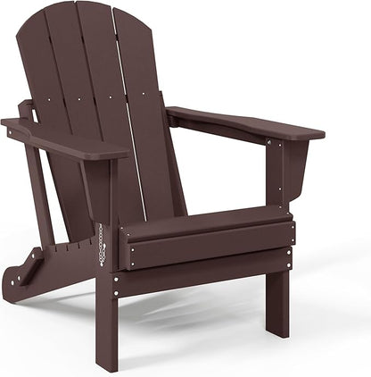 WestinTrends Malibu Malibu Outdoor Folding Poly Adirondack Chair (Set of 8), Dark Brown