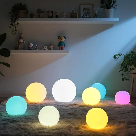 Orb Lamp | Rechargeable Colourful 16 RGB Colours LED Ball Light with Remote | Mood Lamp Globe Light Ball for Table or Bedroom | Modern Round Sphere Design | Indoor Color Changing Dome Accent