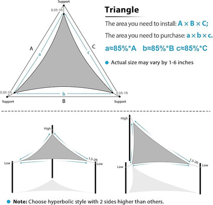 Amagenix Sun Shade Sail 13X13X13 Curved Edge Outdoor Shade Canopy Light Grey Breathable 95% UV Block Shade Cloth for Patio Garden Backyard (We Make Custom Size)