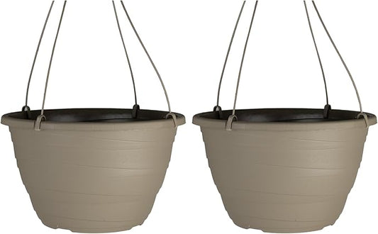 The HC Companies 13 Inch Wrapt Hanging Planters, Lightweight UV-Resistant Plastic Hanging Planters for Indoor & Outdoor Plants, 2-Pack Hanging Flower Pots for Garden, Patio & Home Decor, Pepperstone