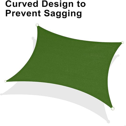 LOVE STORY Custom Size 12' x 15' Piquant Green Rectangle Sun Shade Sail Canopy Patio Sail Fabric Cloth Cover UV Block (We Make Custom Size)