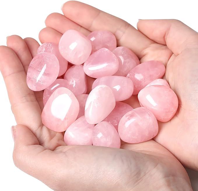 QINJIEJIE Rose Quartz Bulk Crystals Polished Stone 0.6-1" Brazilian Tumbled Stones Natural Reiki Healing Crystal for Succulents Plants Vase Filler Decoration 0.45 LBS