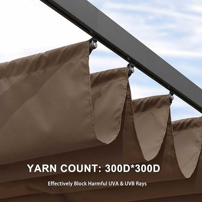 Pergola Shade Cover Replacement Canopy Top Compatible with 10 X 13 ft 6-Bar Pergola Frames - Brown (Canopy Size 116" W x 135" L, Canopy Top Only)