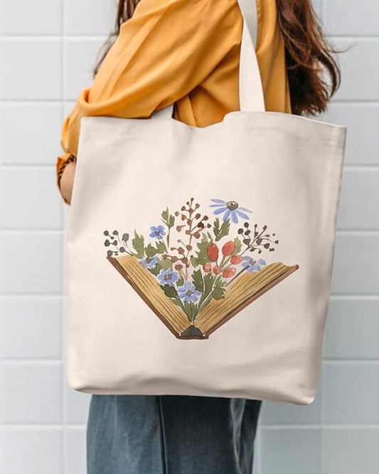 AUSVKAI Canvas Tote Bag Aesthetic for Women, Cute Reusable Cloth Cotton Bags for Shopping Beach Grocery