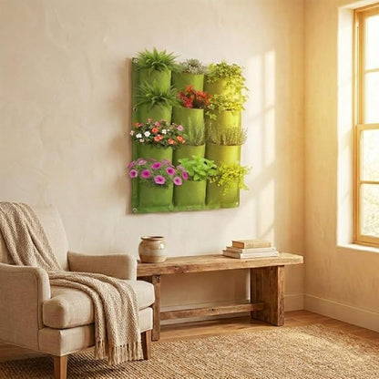 WFIST Vertical Hanging Planter Bag, Breathable Felt Wall Garden Planter with Metal Grommets, Indoor/Outdoor Space-Saving Herb & Flower Growing Pouch (12-Pocket)