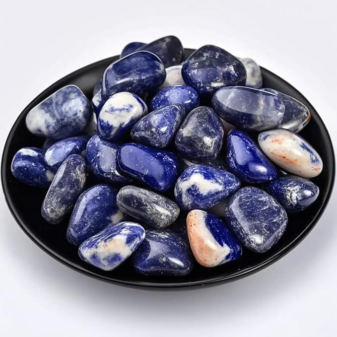Sodalite Healing Crystal Stone Set - 24 Pieces, 0.6" Natural & Polished Stones for Healing, Meditation, Reiki, Chakra, Crafting & Decoration