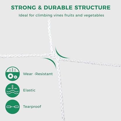 Kikhope Trellis Netting, 3 Packs 5 x 15 ft Heavy-Duty Polyester Plant Trellis Netting Mesh, Square Mesh Net for Climbing Plant, Fruits, Vegetables, Vines, Grow Tents, White
