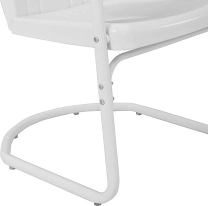 Crosley Furniture Tulip 2-Piece Outdoor Chair Set, Retro Metal Patio Chairs for Dining, Porch, Deck, Balcony, White Satin