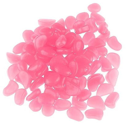 340pcs Glow in The Dark Garden Pebbles, Gardening Luminous Glow Stones Outdoor Decor Glowing Water Fish Tank Gravel (Pink)
