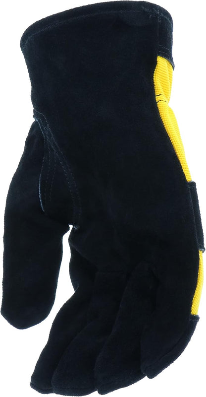 Cat Men's Split Leather Thermal Lined Winter Work Gloves, Cold weather Protection, Abrasion Resistant, Knuckle Backing, Yellow/Black, Large (CAT01222L)