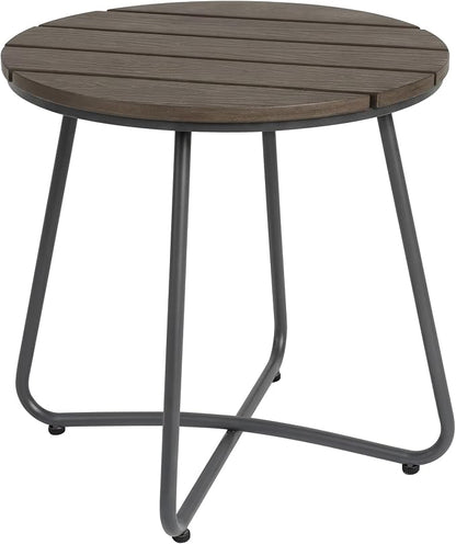 danpinera Outdoor Side Tables, HDPS Patio Table with Metal Legs, 18 Inch Outdoor Small Round Table for Garden, Backyard, Porch, Deck, Balcony, Poolside