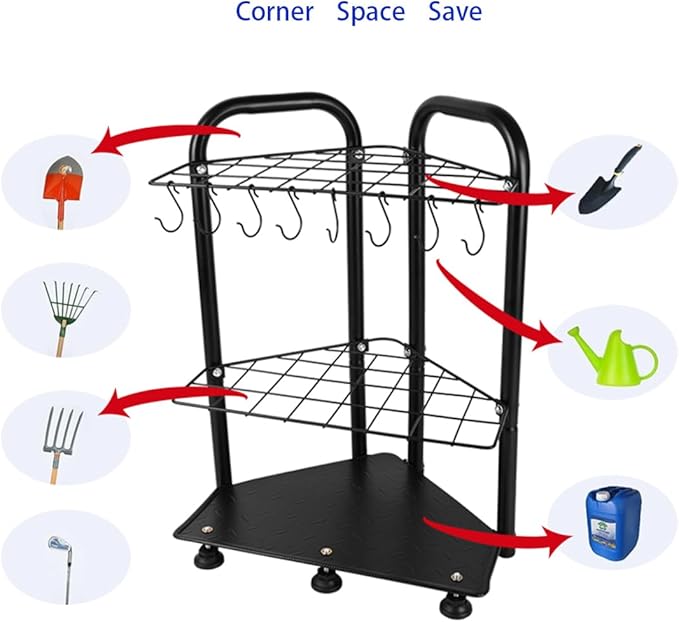 Garden Tool Organizer, Yard Tool Tower Rack for Garage Organization and Storage,Tool Holder Up to 35 Long-Handled Tools/Rakes/Brooms, Heavy Duty Steel Garden Tool Stand for Shed, Outdoor