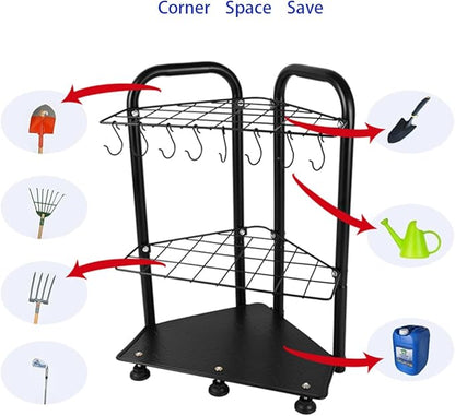 Garden Tool Organizer, Yard Tool Tower Rack for Garage Organization and Storage,Tool Holder Up to 35 Long-Handled Tools/Rakes/Brooms, Heavy Duty Steel Garden Tool Stand for Shed, Outdoor