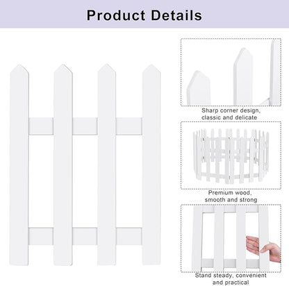 RUODON 8 Pack Thick Christmas Tree Fences White Wooden Picket Fences Tree Fence Border Decoration for Xmas Wedding Party Decor Garden Home, 15.7 x 12 Inches