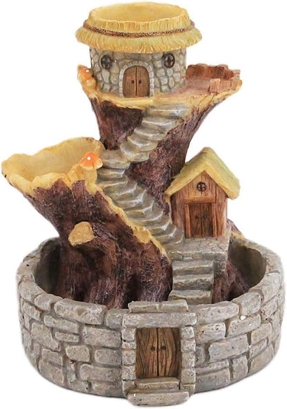 Segreto Creative Retro Tree House Plants Pot Flower Pots with Drainage Holes Resin Planters Vase Home Decor for Succulents, Flower, Cactus, Gardening Decoration,Indoor(Stone House)