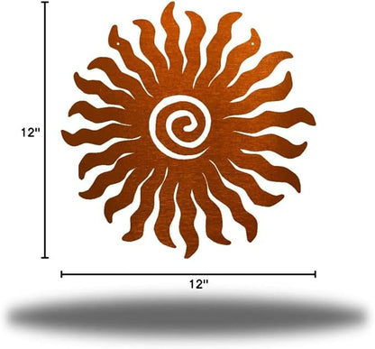 Riverside Designs Sunburst Metal Wall Art Steel Outdoor Decor - Heavy-Duty and Waterproof - Made in USA (12", Copper)