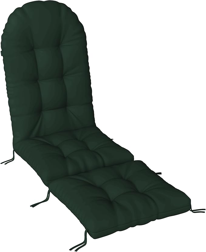 Adirondack Chair Cushion with Ottoman, Folding Adjustable Adirondack Seat Cushions, Waterproof Adirondack Patio Chair Pads for Garden, Deck, or Poolside, Large-Dark Green-1