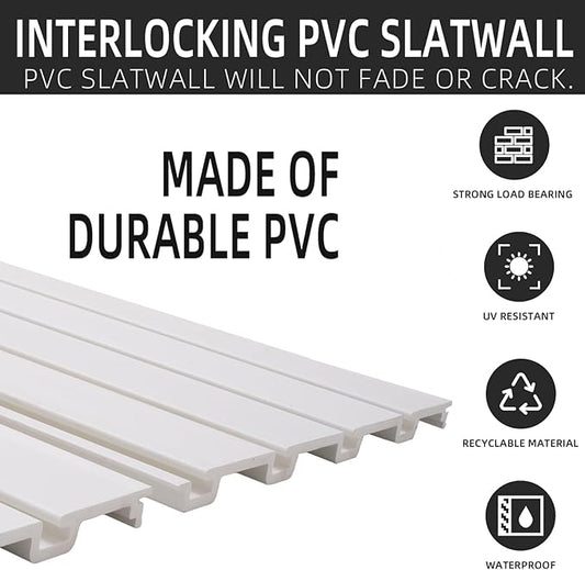 FRAYSCENT Slat Wall Paneling Garage Slat Wall Storage Systems Slatwall Panels Power Tool Organizer Wall Mount, PVC Garage Storage & Organization Products Slate Board (White, 4ft x 8ft)