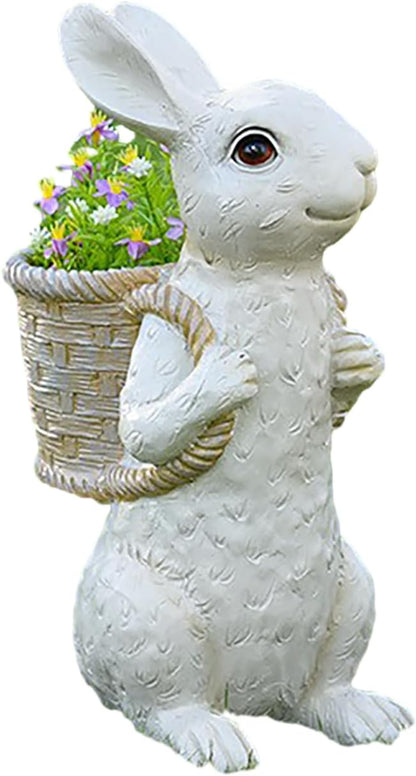 Wnvivi Resin Bunny Planter,Mini Rabbit Succulent Flower Pot,Cartoon Rabbit Flower Basket Planter Cactus Pot for Garden Balcony Easter Decor(White)