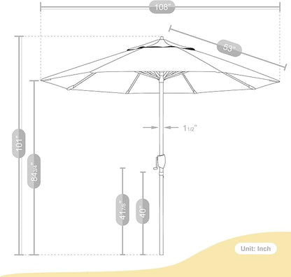 California Umbrella 9' Rd Sunbrella Aluminum Patio Umbrella