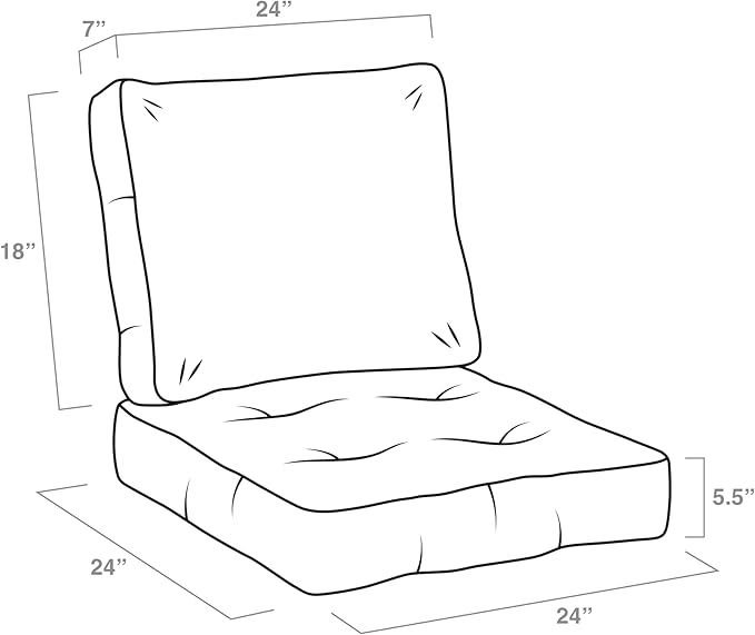 ARDEN Outdoor Plush Modern Tufted Blowfill Deep Seat Set, 24 in x 24 in, Weather-Proof, Rain-Proof, Fade Resistant Patio Cushion, Ultra Cozy 24 x 24, Tan Leala