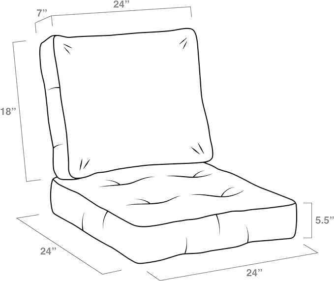 ARDEN Outdoor Plush Modern Tufted Blowfill Deep Seat Set, 24 in x 24 in, Weather-Proof, Rain-Proof, Fade Resistant Patio Cushion, Ultra Cozy 24 x 24, Neutral Aurora Damask