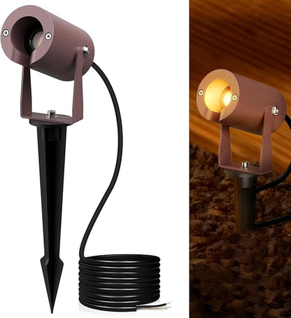 Pure Aluminum Low Voltage Landscape Lights, 3W 12V Outdoor Landscape Spotlights Waterproof for Garden, Yard, Pathway, Up Lighting, Heavy Duty Light Fixture, 95Ra 3000K Uplighting Outdoor, Brown