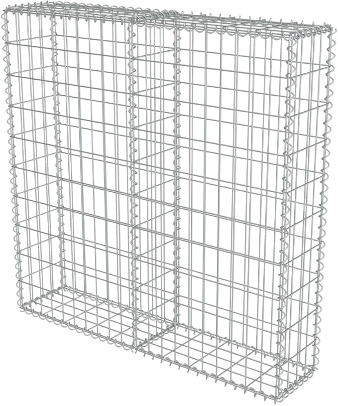 Galvanized Steel Gabion Wall with Covers, Gabion Mesh Wire Wall Panel Galvanized Steel Garden Stone Wire Basket Fencing Patio Decorative Fence, 39.4"x7.87"x39.4",-178