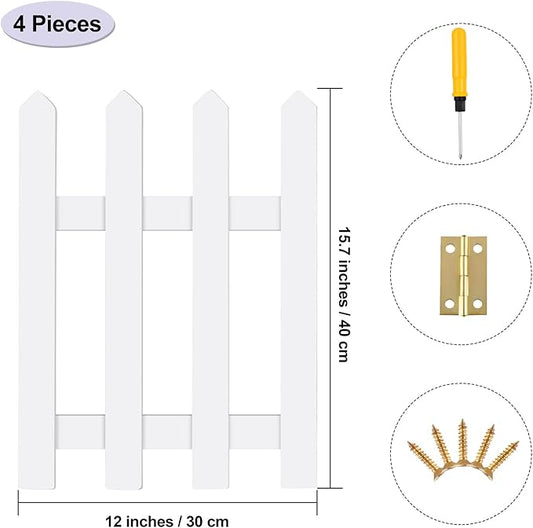 RUODON 4 Pack Thick Christmas Tree Fences White Wooden Picket Fences Tree Fence Border Decoration for Xmas Wedding Party Decor Garden Home, 15.7 x 12 Inches