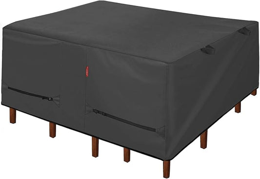Porch Shield Patio Table Cover - Waterproof Outdoor Dining Table and Chairs Furniture Set Cover Square - 96 x 96 inch, Black