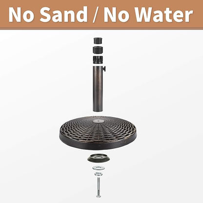 FLAME&SHADE 26lb Round Base Stand Weight for Patio Market Table Umbrella Outdoor, Bronze