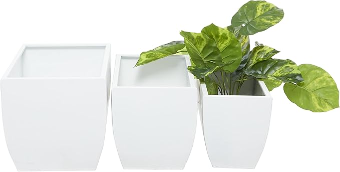 CosmoLiving by Cosmopolitan Metal Indoor Outdoor Planter, Set of 3 20", 18", 16"W, White