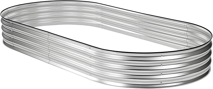 NEWBULIG Heavy-Duty Galvanized Oval Raised Garden Bed for Outdoor, Metal Planter Box with Open Base, Easy Assembly with Safe Edges for Vegetables/Flowers/Herbs