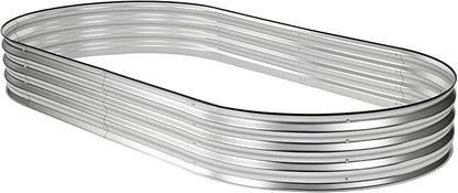 NEWBULIG Heavy-Duty Galvanized Oval Raised Garden Bed for Outdoor, Metal Planter Box with Open Base, Easy Assembly with Safe Edges for Vegetables/Flowers/Herbs