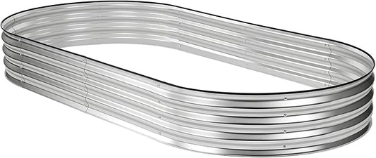 NEWBULIG Heavy-Duty Galvanized Oval Raised Garden Bed for Outdoor, Metal Planter Box with Open Base, Easy Assembly with Safe Edges for Vegetables/Flowers/Herbs