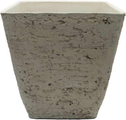 The HC Companies Tahoe Tall Square Planter - Weather-Resistant Indoor & Outdoor Plant Pot - Premium Decorative Planter Made from Crushed Stone Resin (16”H, White Birch, Pack of 1)