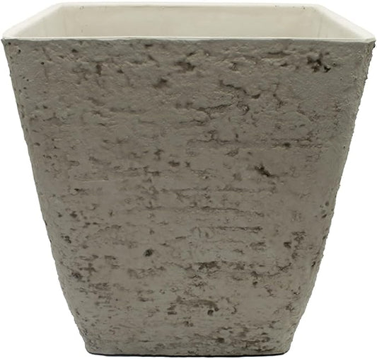 The HC Companies Tahoe Tall Square Planter - Weather-Resistant Indoor & Outdoor Plant Pot - Premium Decorative Planter Made from Crushed Stone Resin (16”H, White Birch, Pack of 1)